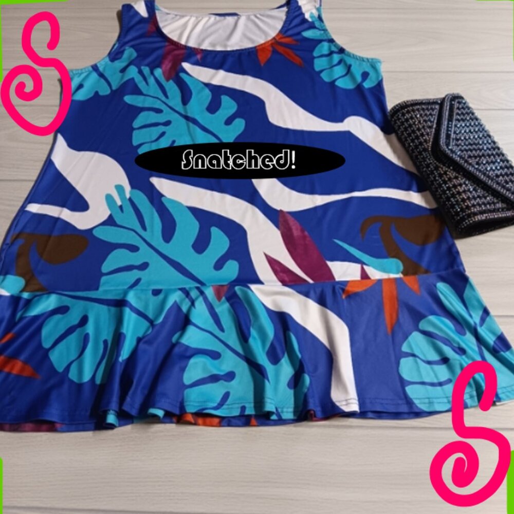 Women Fashion Graphic Printed Plus Size Ruffled Dress